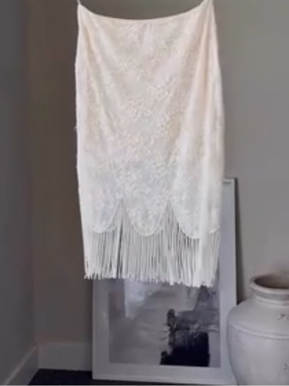 ZARA BEADED FRINGE FLORAL LACE SKIRT - Picture 15 of 16